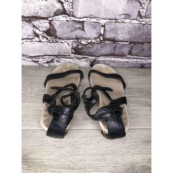 Patagonia Black Leather Ankle Strap Cork Wedge Sandals Women’s Sz 6.5M US/37EU - Picture 5 of 16